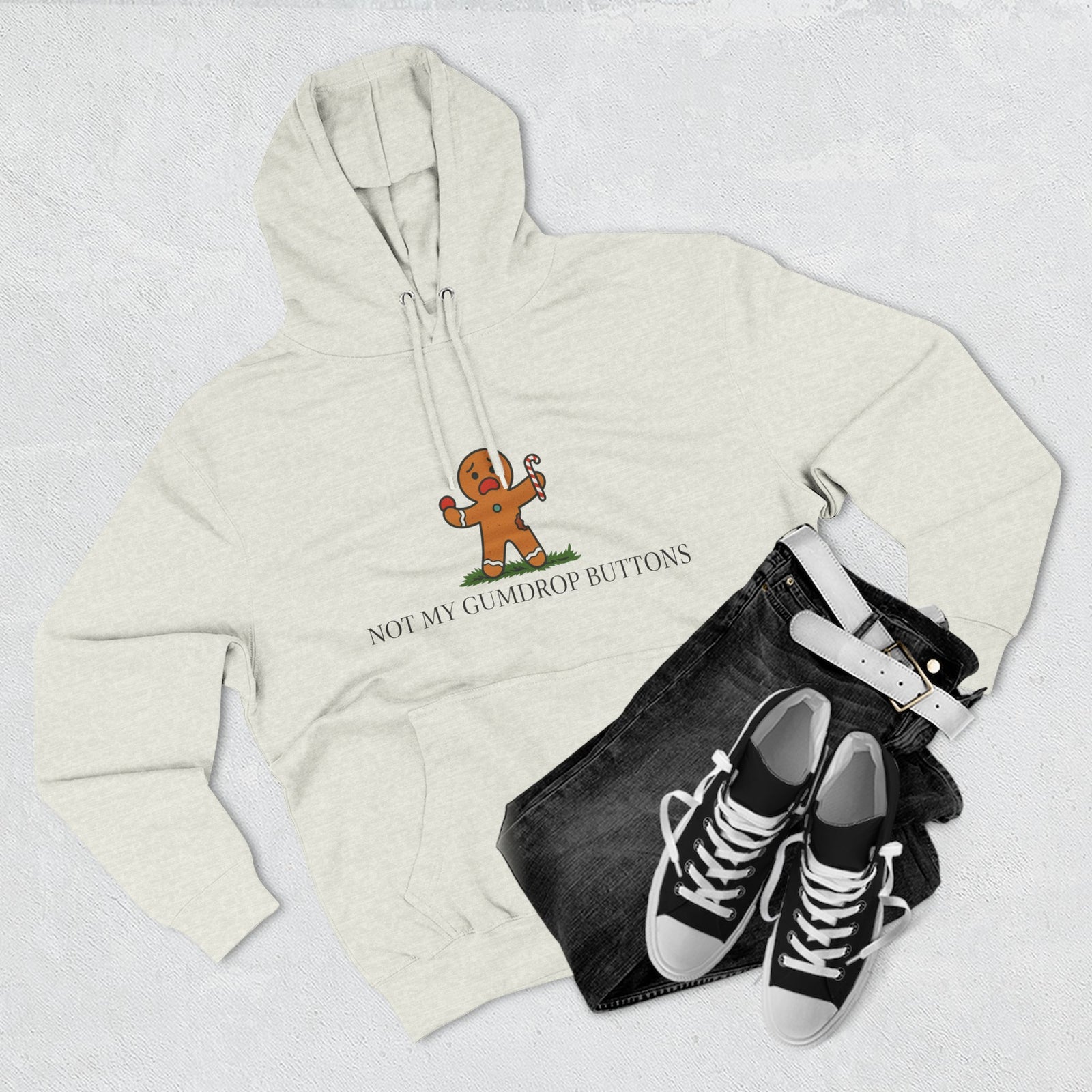 Not My Gumdrop Buttons Don't Tread on GingerBread Man Fleece Hoodie