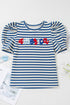 Stripe America Cursive Graphic Puff Sleeve T-shirt
