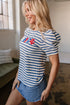 Stripe America Cursive Graphic Puff Sleeve T-shirt
