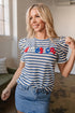 Stripe America Cursive Graphic Puff Sleeve T-shirt