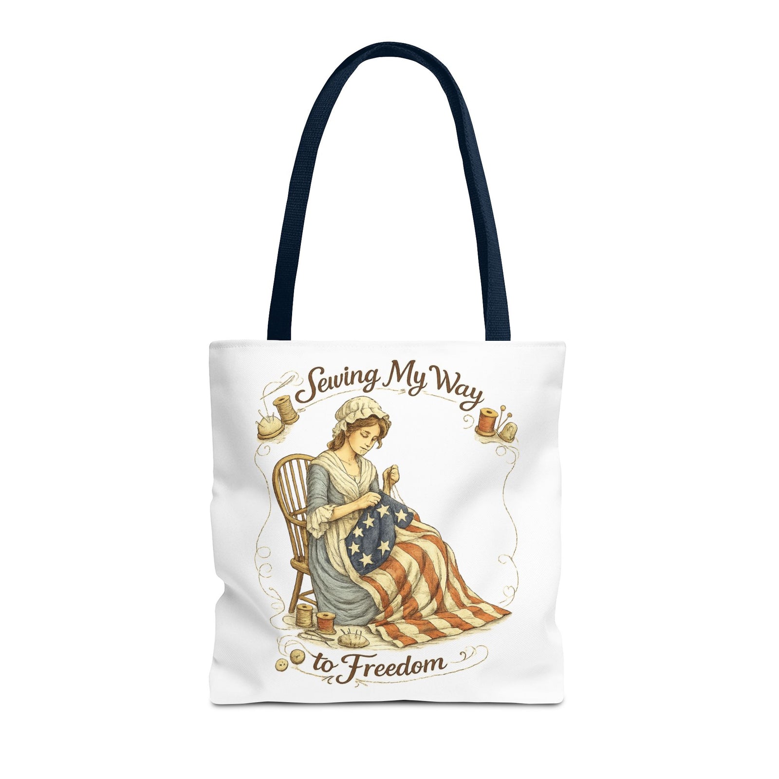 Sewing My Way to Freedom Tote Bag — Patriotic Quilter Gift - 4LibertyShop.com
