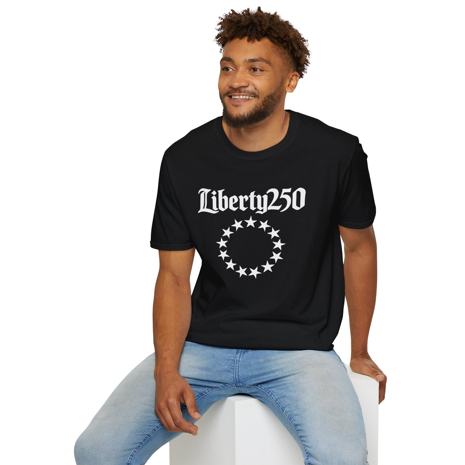 Liberty250 T-Shirt — Vintage Betsy Ross Star Circle Patriotic Tee - 4LibertyShop.com