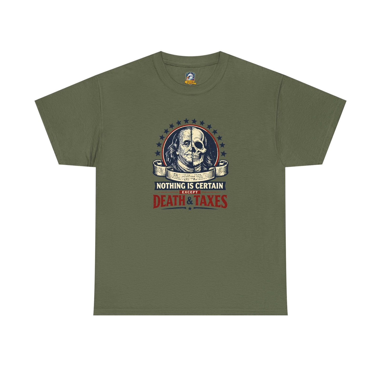 Benjamin Franklin 'Death and Taxes' Quote T-Shirt - 4LibertyShop.com