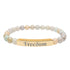 Engraved Natural Stone Stretch Bar Bracelet — "Freedom" Inspirational Beaded Bracelet — 4LibertyShop.com