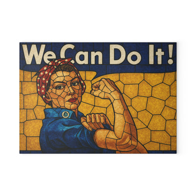 Stained Glass Rosie the Riveter Glass Cutting Board