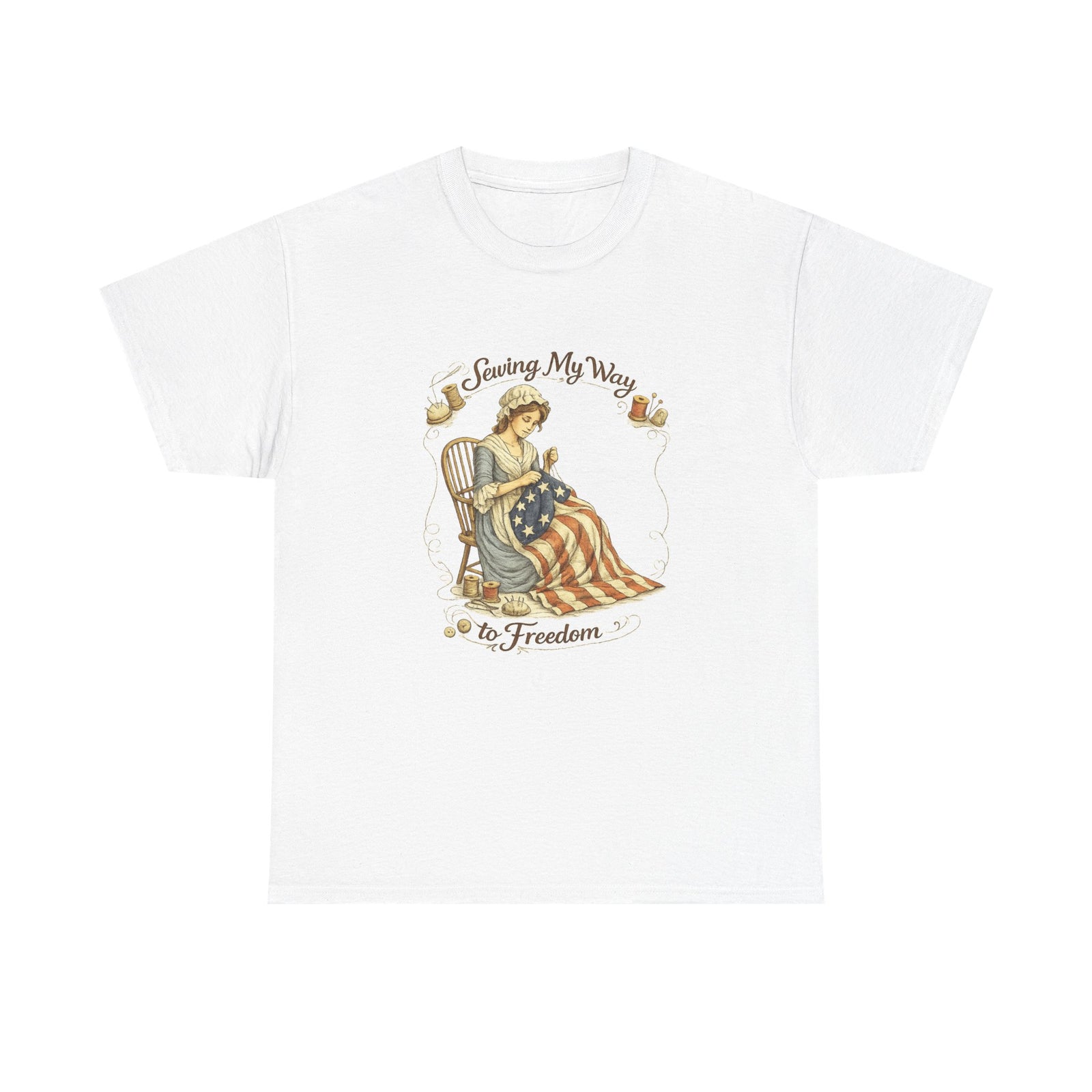 Patriotic 'Sewing My Way to Freedom' Tee - 4LibertyShop.com