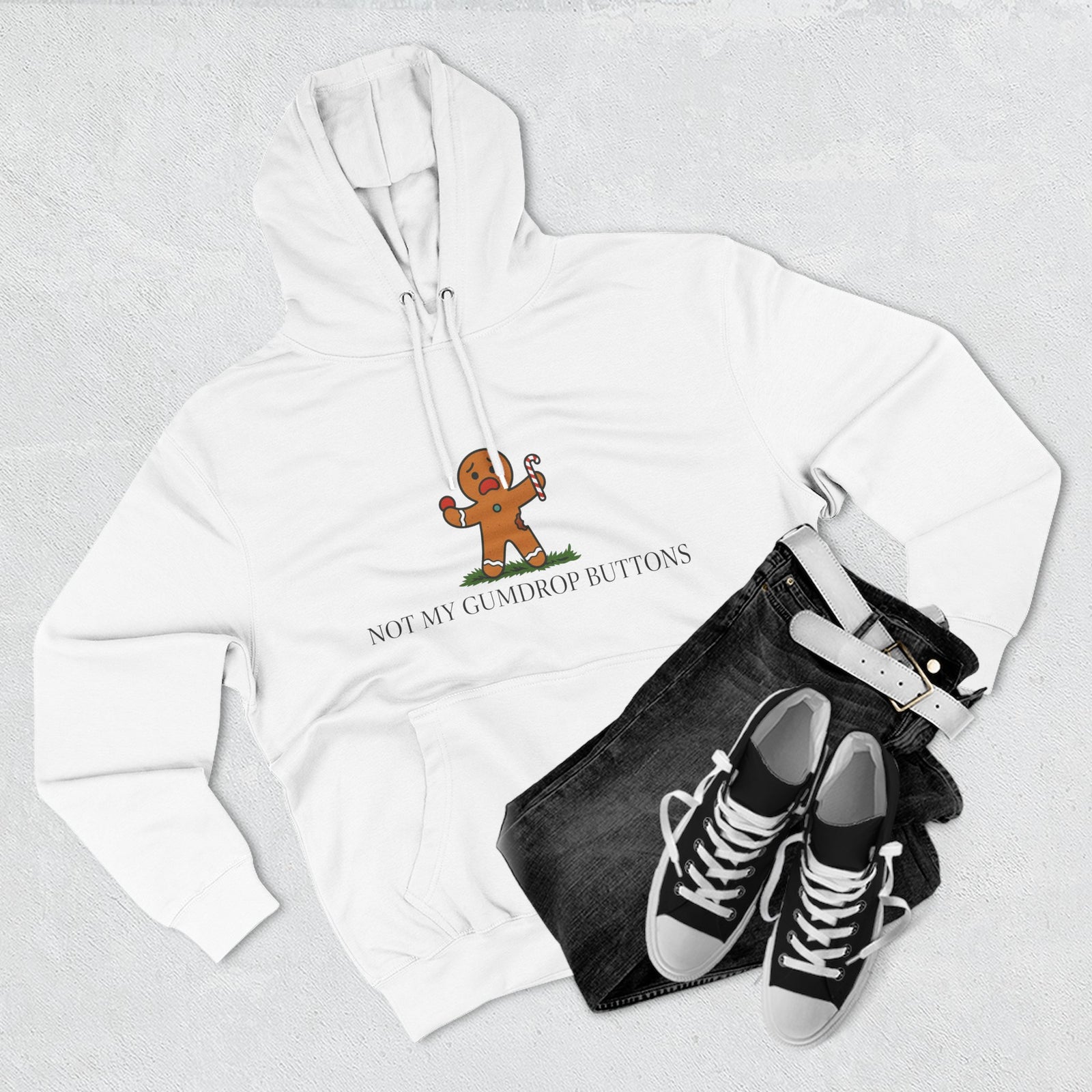Not My Gumdrop Buttons Don't Tread on GingerBread Man Fleece Hoodie
