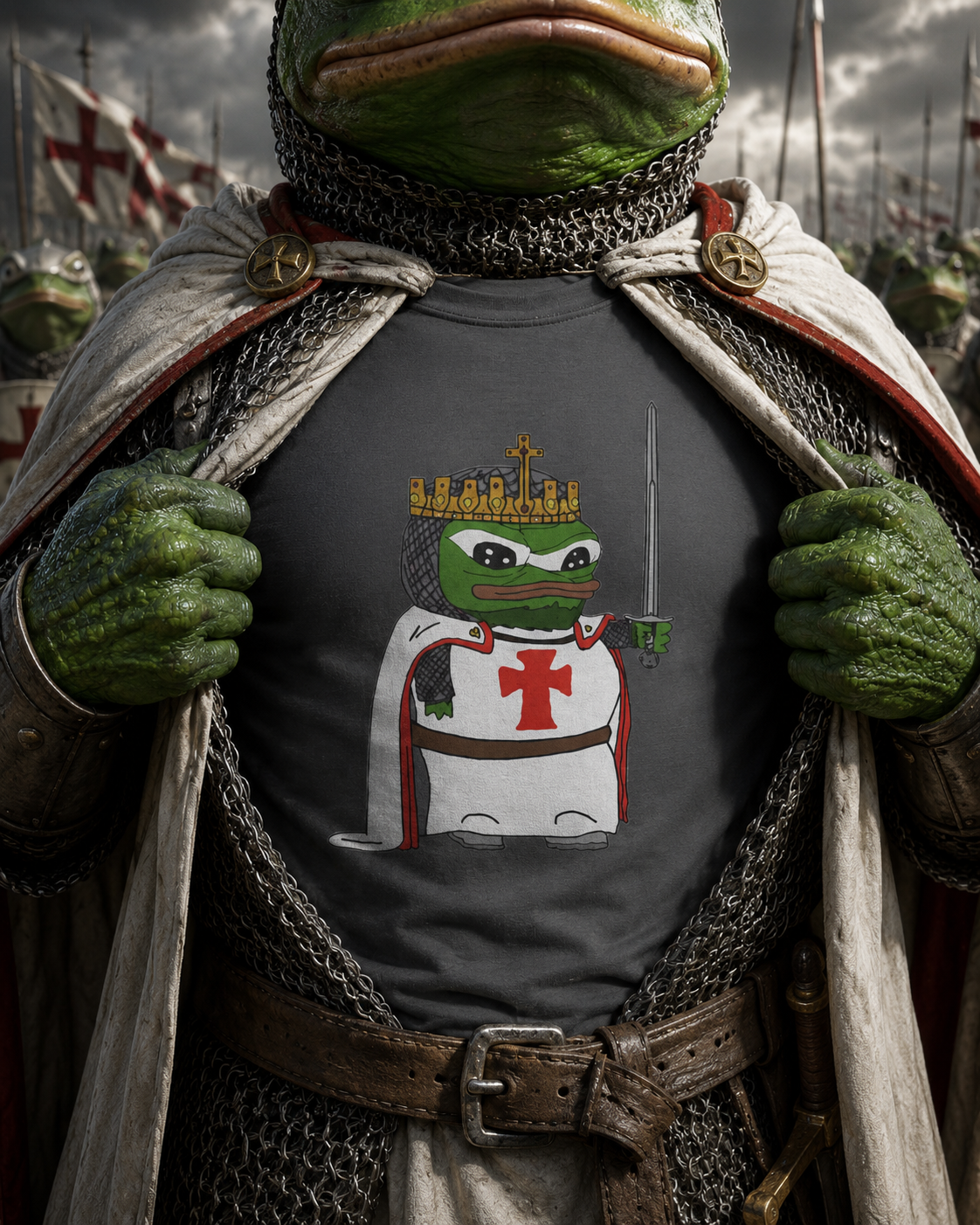 Crusader Pepe God Wills It Meme T-Shirt - Deus Vult Knight - 4LibertyShop.com
