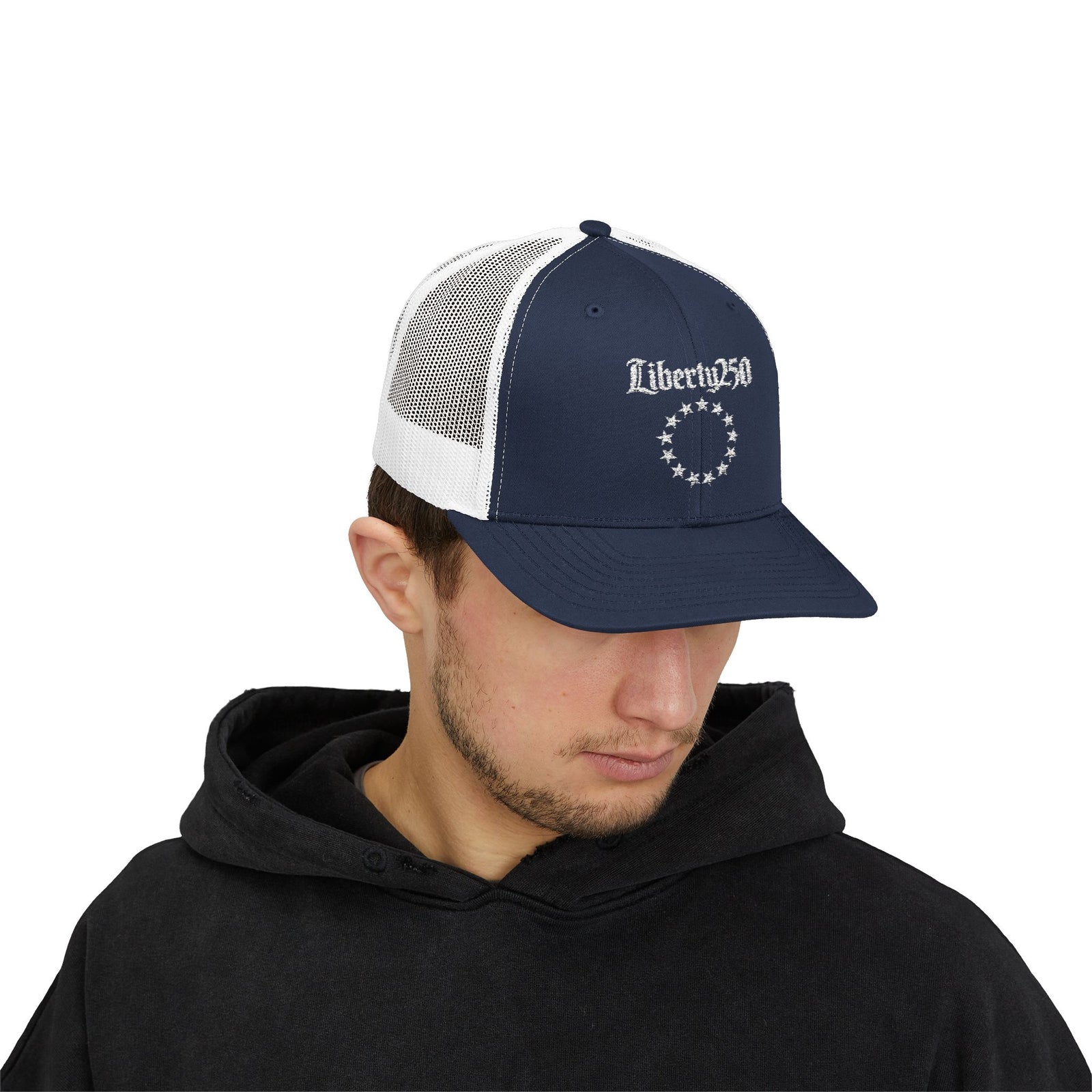 Liberty250 Trucker Cap - 13-Star Patriotic Snapback Hat - 4LibertyShop.com