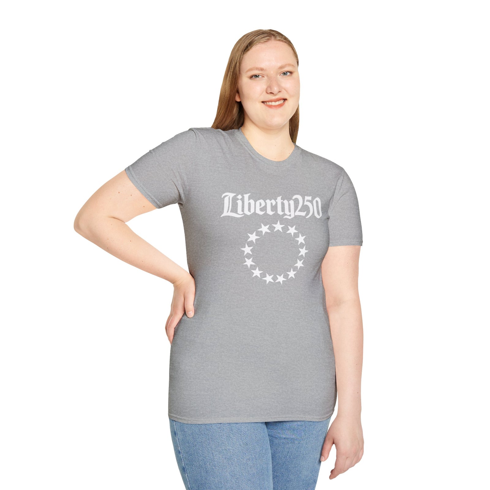 Liberty250 T-Shirt — Vintage Betsy Ross Star Circle Patriotic Tee - 4LibertyShop.com