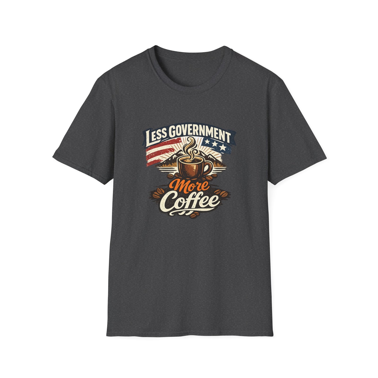 Less Government More Coffee T-Shirt — Patriotic Vintage Coffee Lover Tee - 4LibertyShop.com