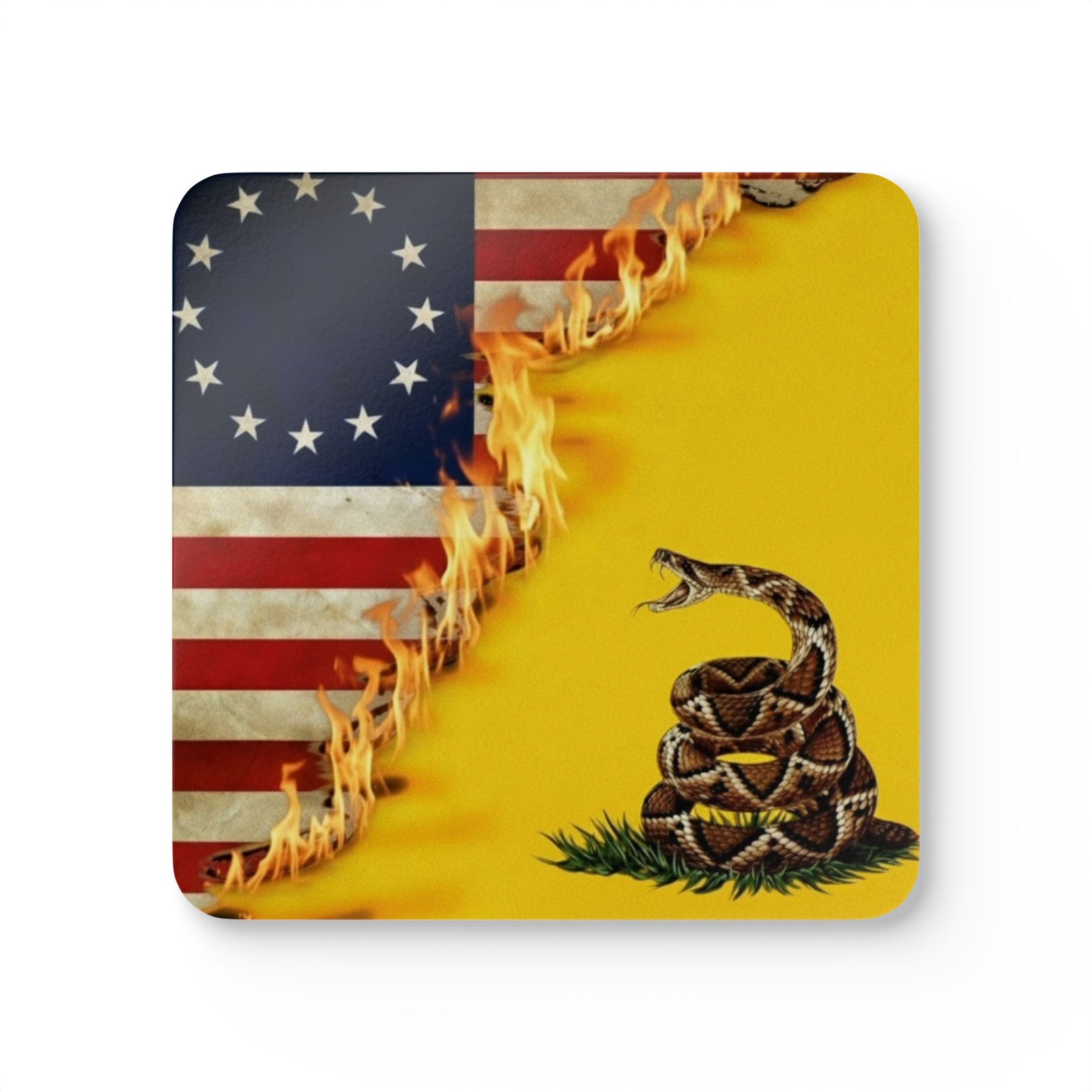 Liberty Tonight - Prepare for War Rattlesnake Cork Coaster Set - 4LibertyShop.com