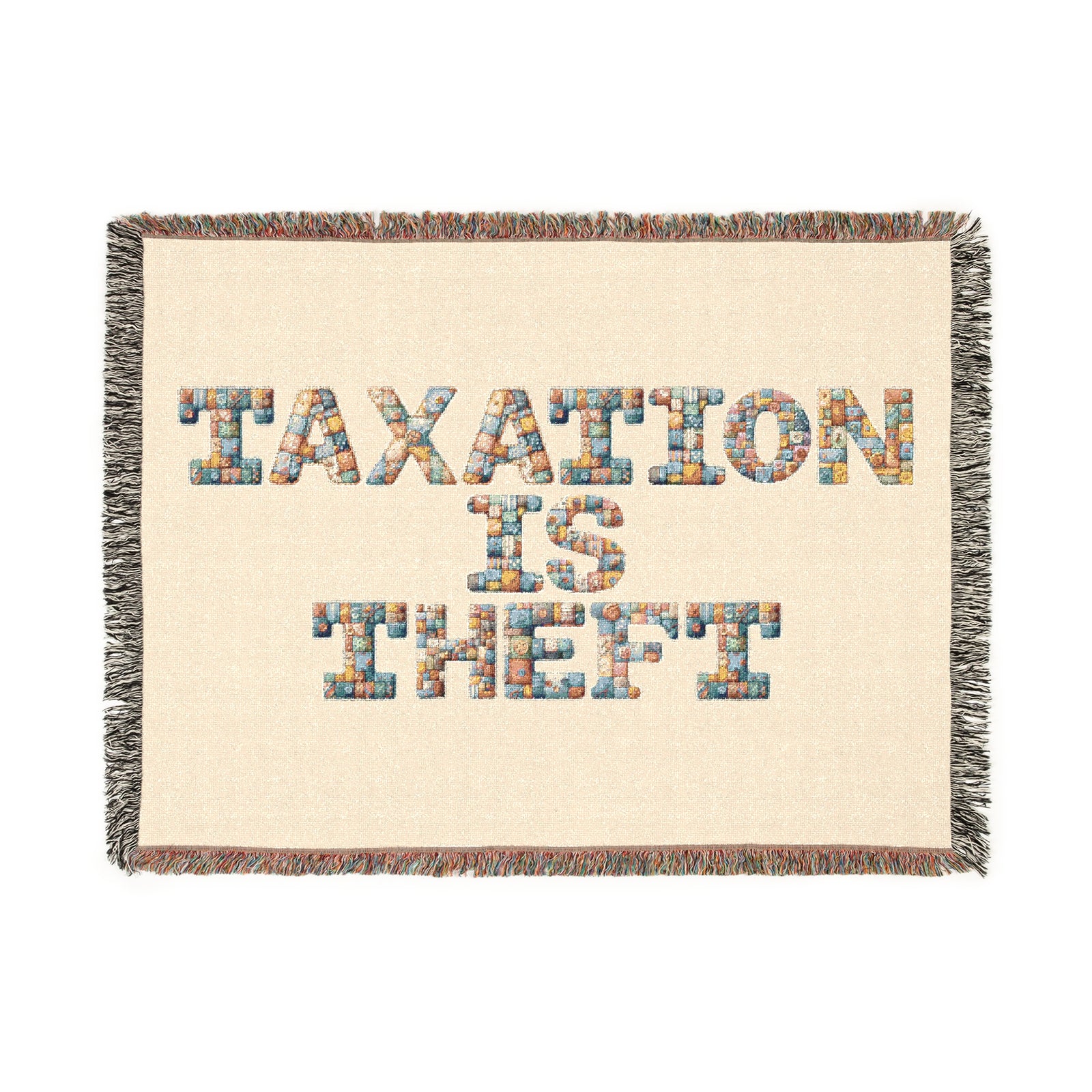Taxation Is Theft Woven Blanket - Cozy Throw for Libertarian Living Room Decor