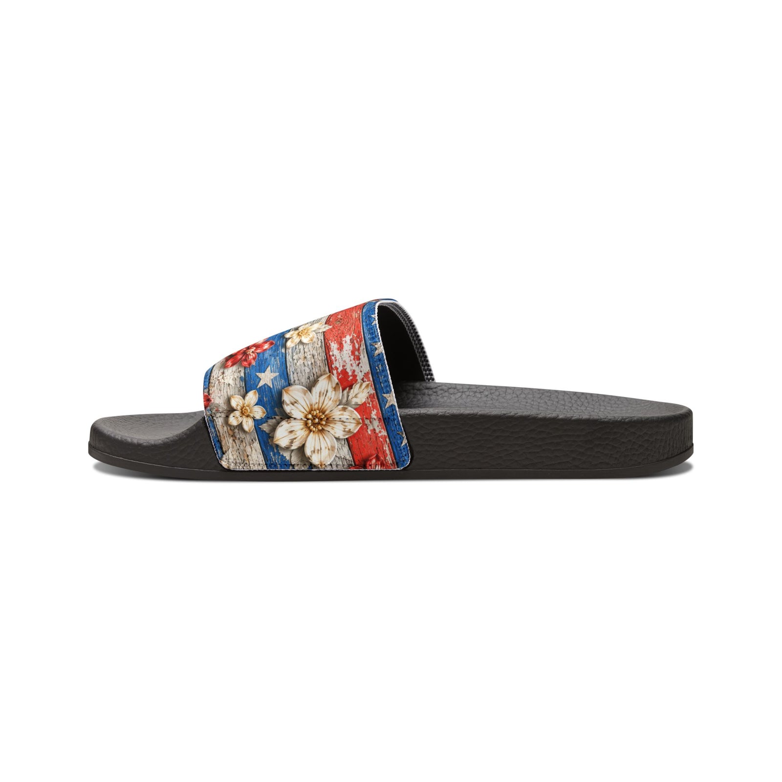 Patriotic Floral Slide Sandals — Women's Removable-Strap Summer Slides - 4LibertyShop.com