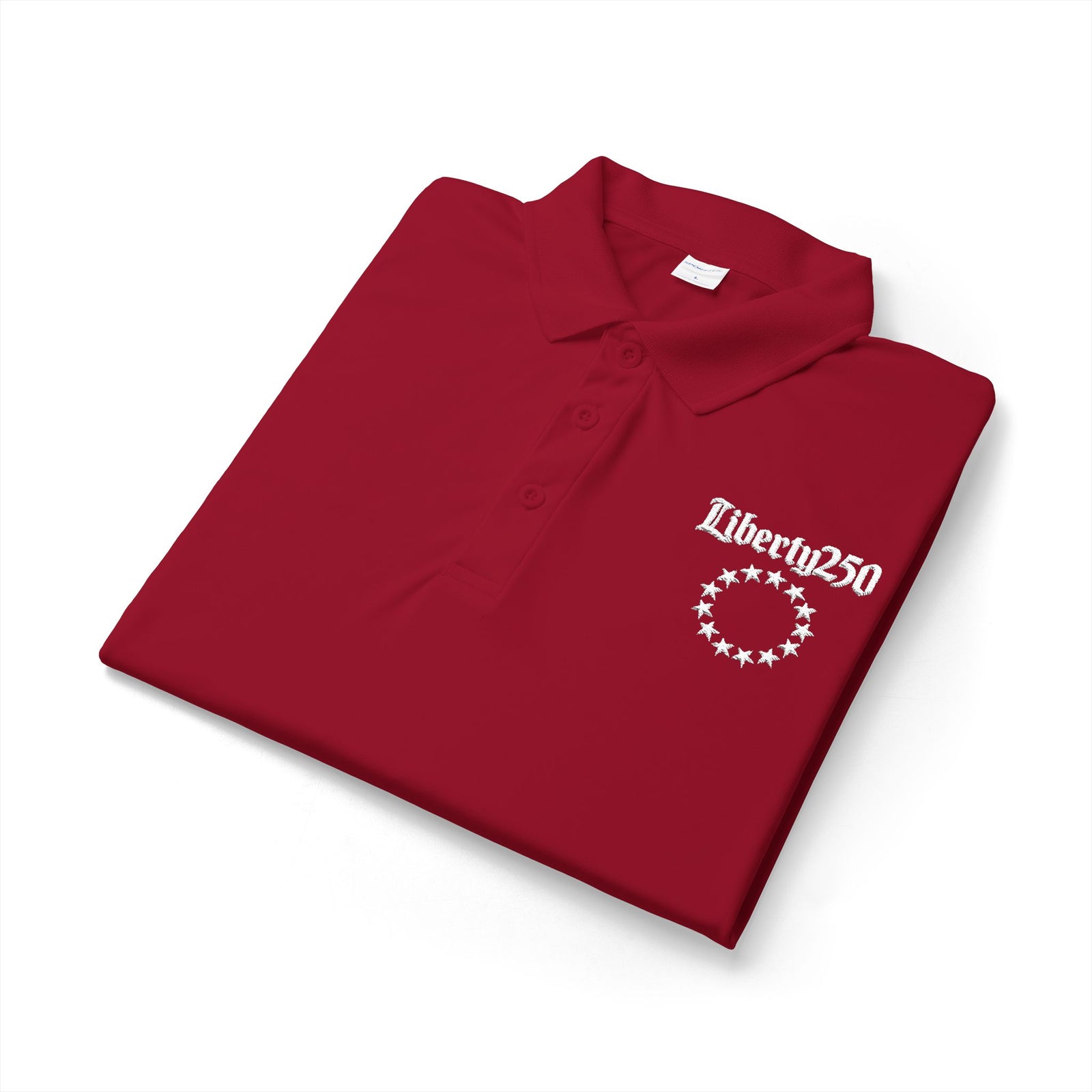 Liberty250 Embroidered Polo Shirt — Stars Emblem - 4LibertyShop.com