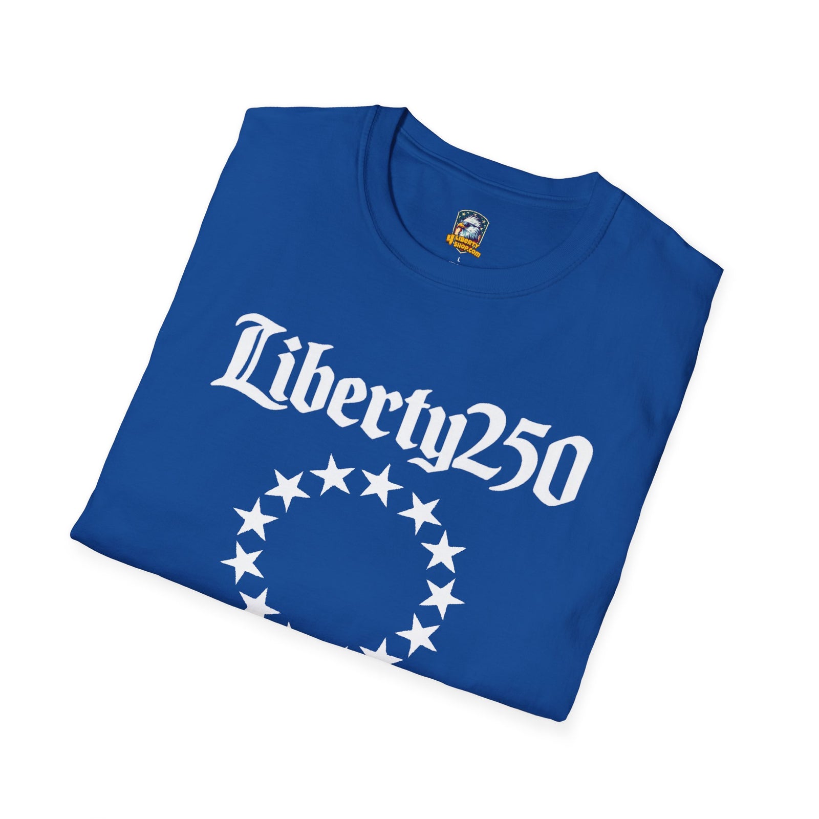 Liberty250 T-Shirt — Vintage Betsy Ross Star Circle Patriotic Tee - 4LibertyShop.com