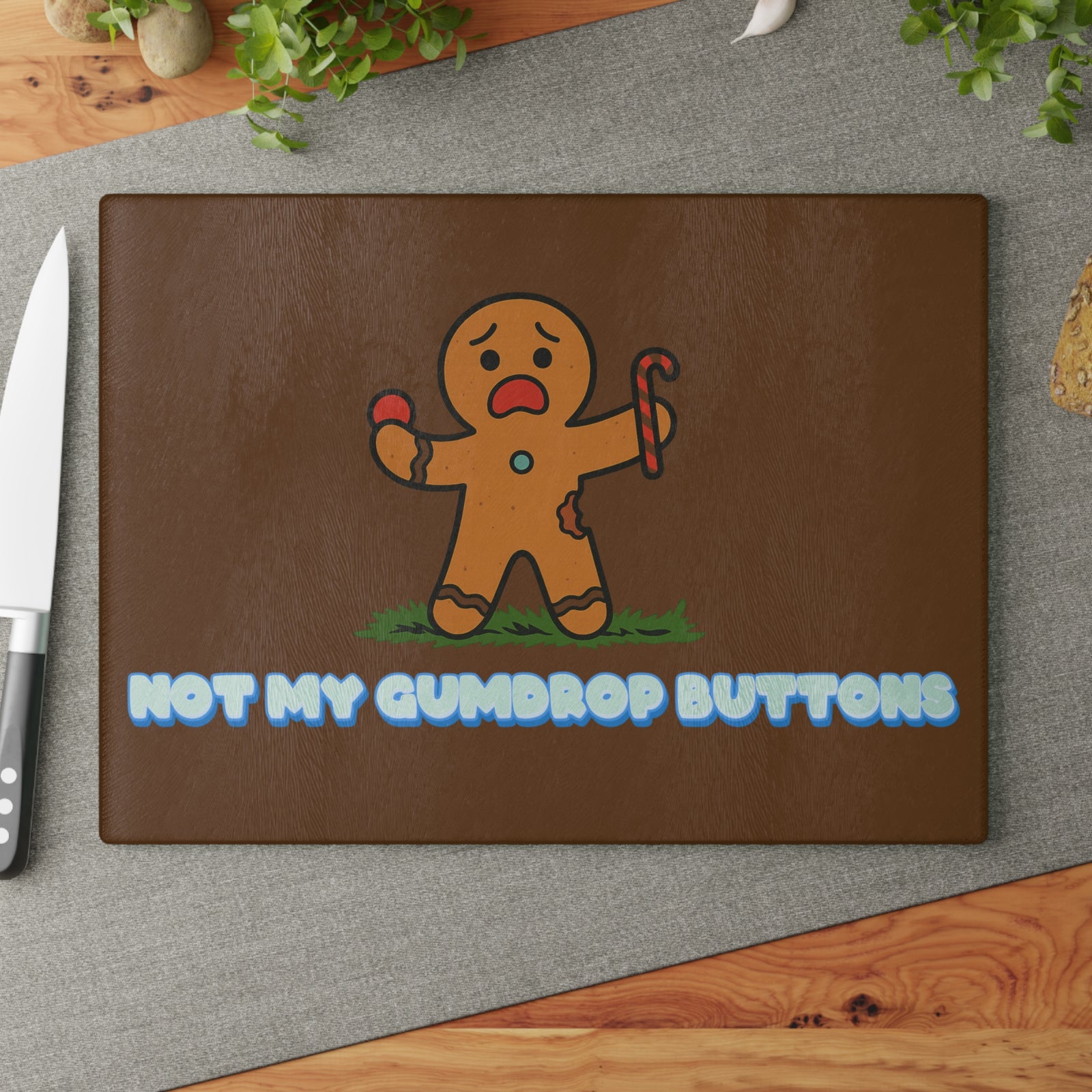 Gingerbread Man Glass Cutting Board - 