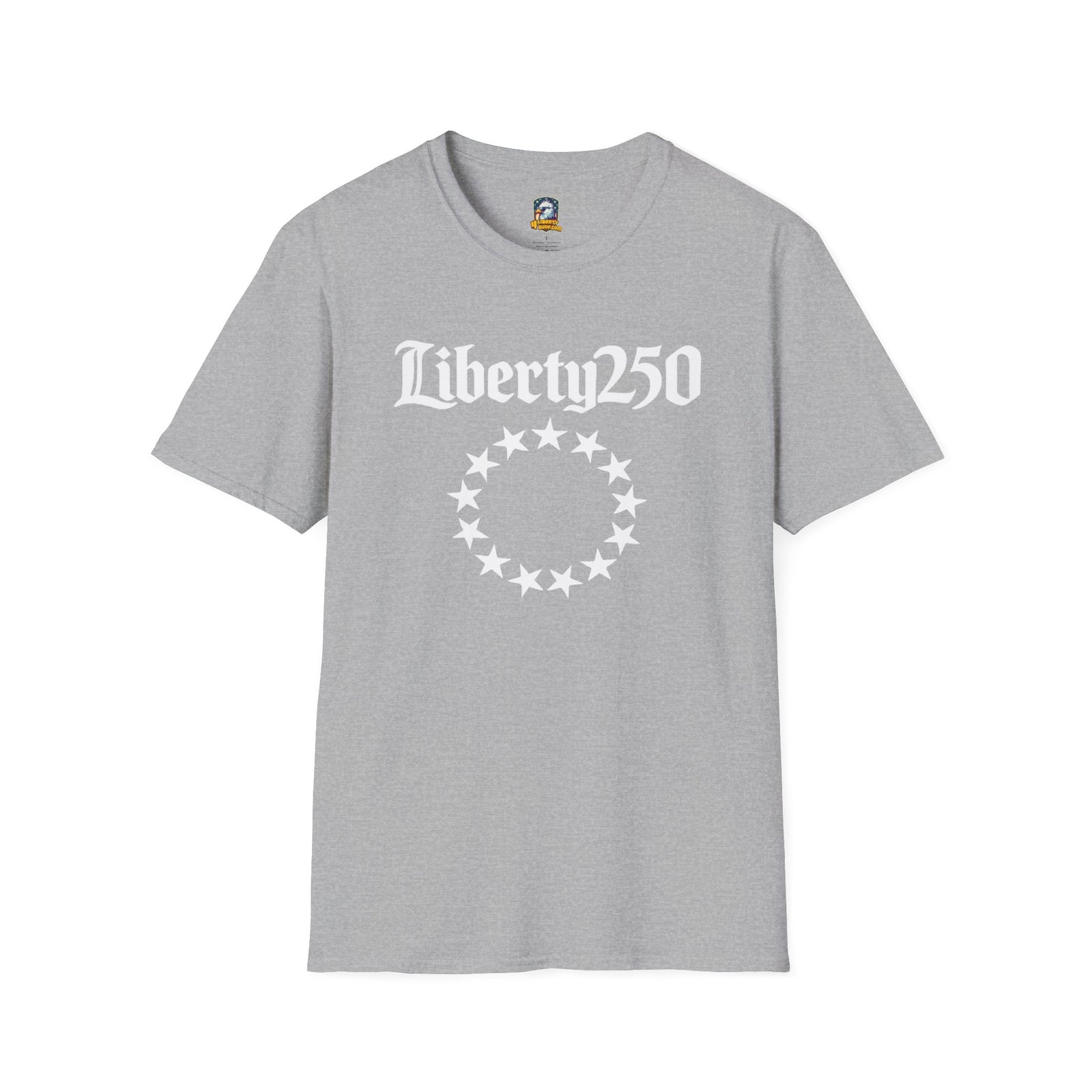 Liberty250 T-Shirt — Vintage Betsy Ross Star Circle Patriotic Tee - 4LibertyShop.com
