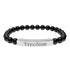 Engraved Natural Stone Stretch Bar Bracelet — "Freedom" Inspirational Beaded Bracelet — 4LibertyShop.com