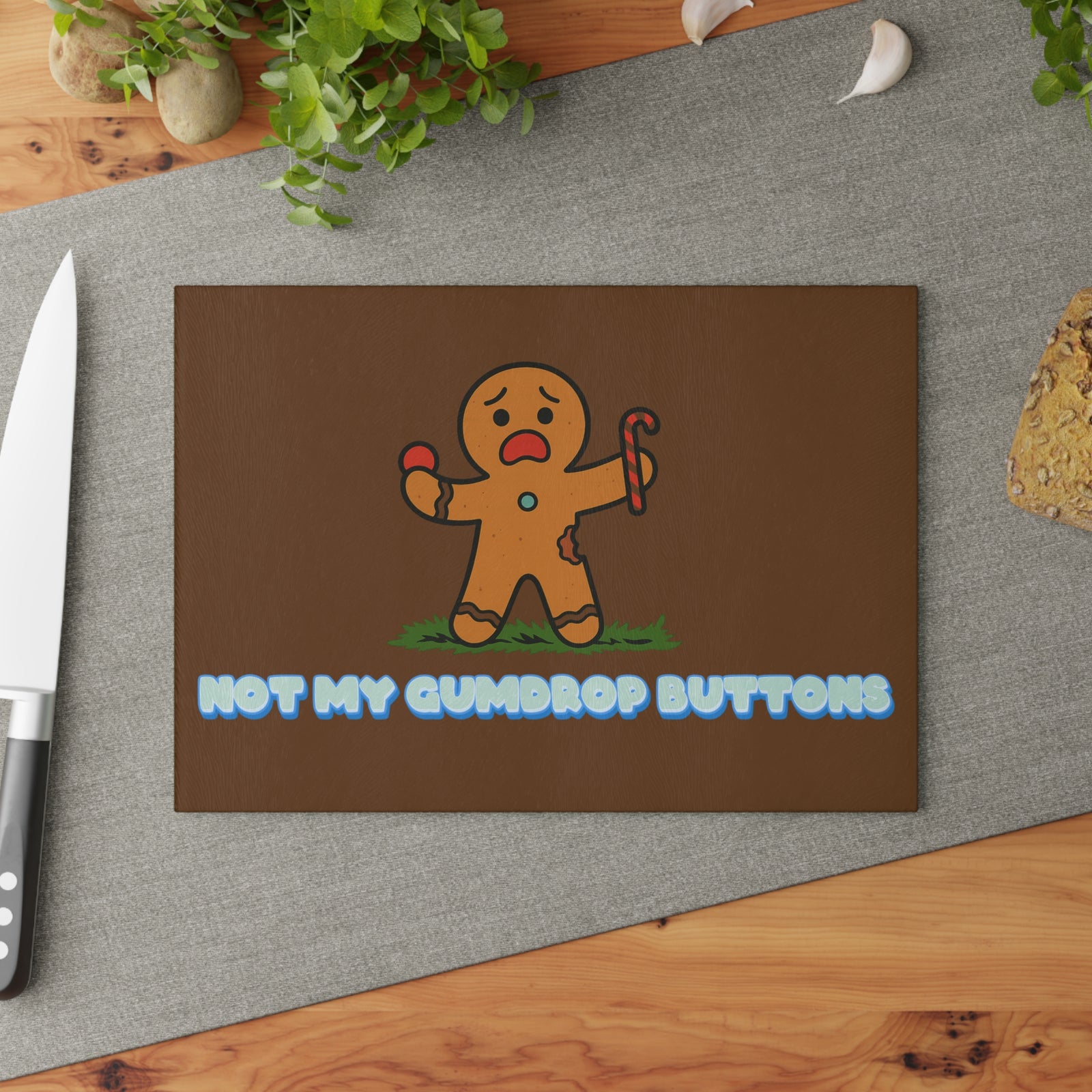 Gingerbread Man Glass Cutting Board - 