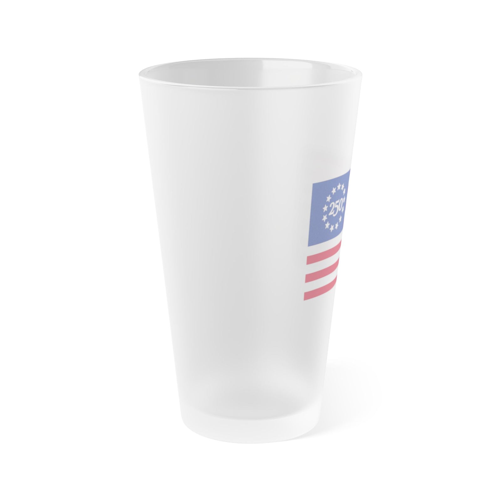 Frosted 16oz Pint Glass – Vintage 13-Star Flag (250th Anniversary)