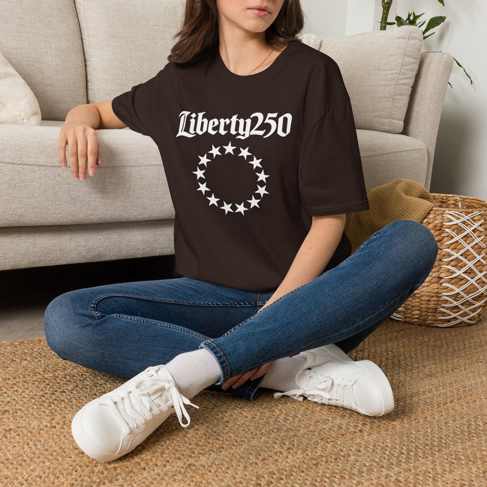 Liberty250 T-Shirt — Vintage Betsy Ross Star Circle Patriotic Tee - 4LibertyShop.com