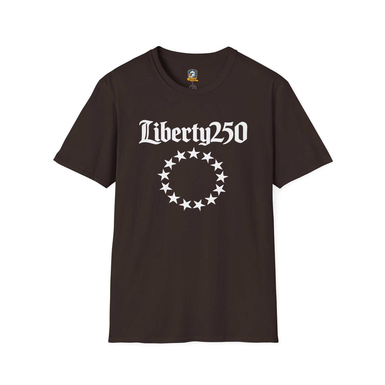 Liberty250 T-Shirt — Vintage Betsy Ross Star Circle Patriotic Tee - 4LibertyShop.com