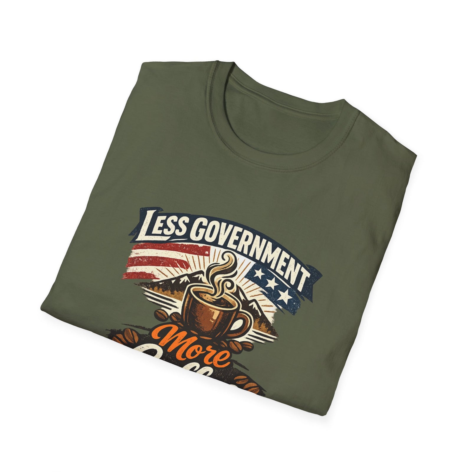 Less Government More Coffee T-Shirt — Patriotic Vintage Coffee Lover Tee - 4LibertyShop.com