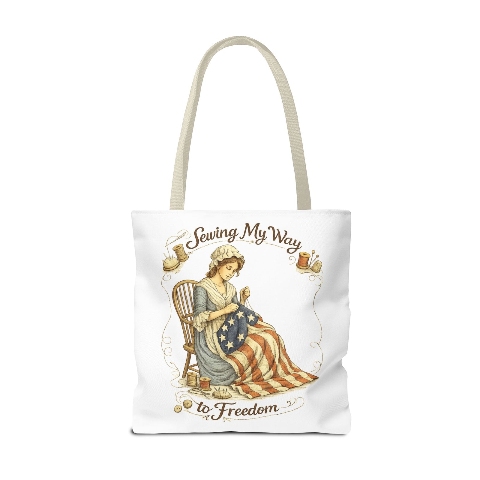 Sewing My Way to Freedom Tote Bag — Patriotic Quilter Gift - 4LibertyShop.com