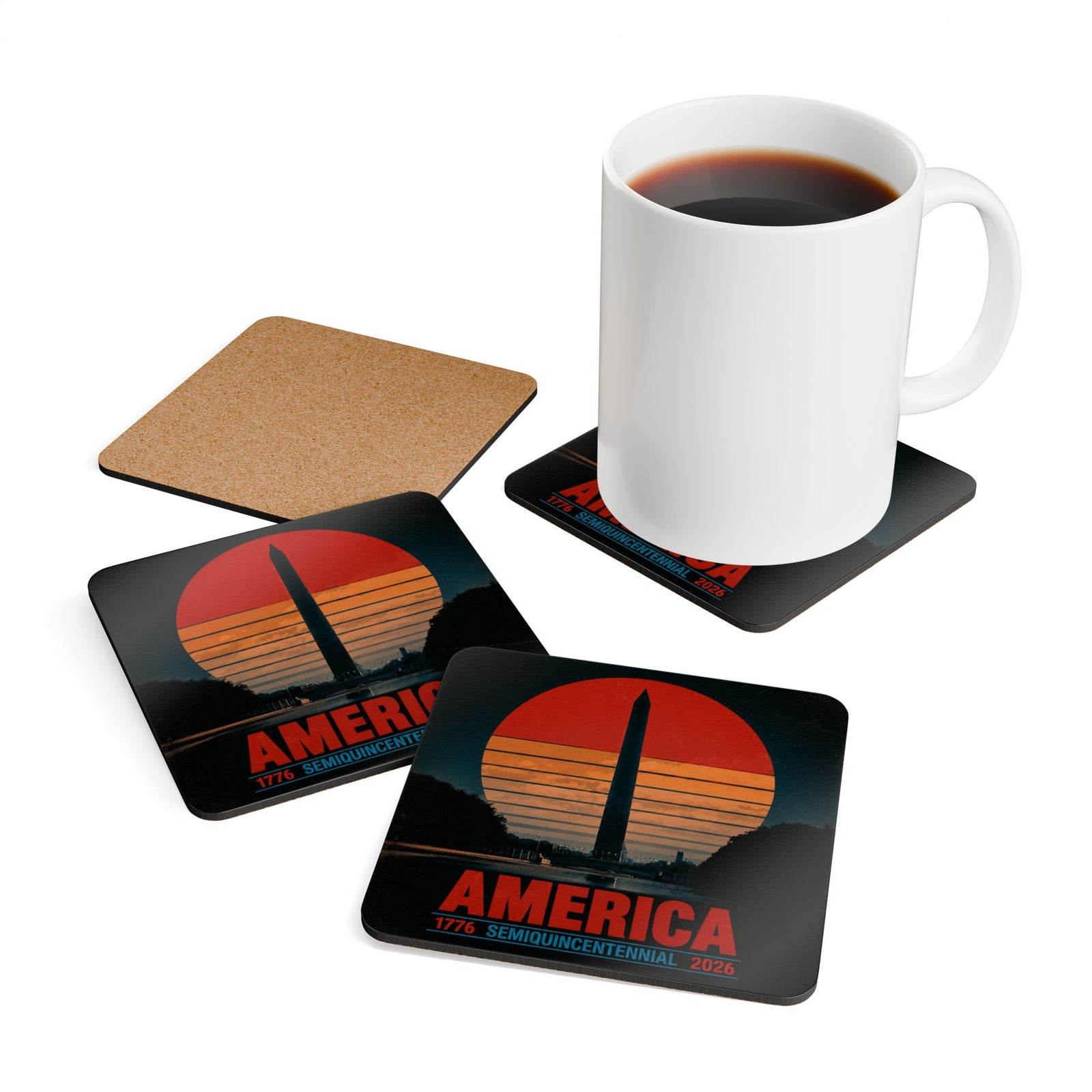 America 1776–2026 Semiquincentennial Coaster Set - 4LibertyShop.com