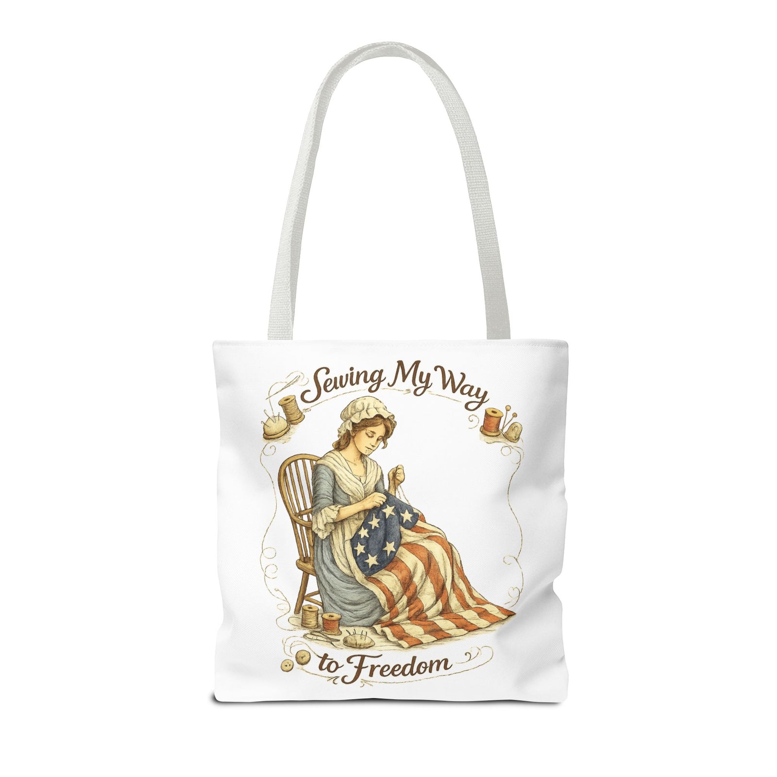 Sewing My Way to Freedom Tote Bag — Patriotic Quilter Gift - 4LibertyShop.com