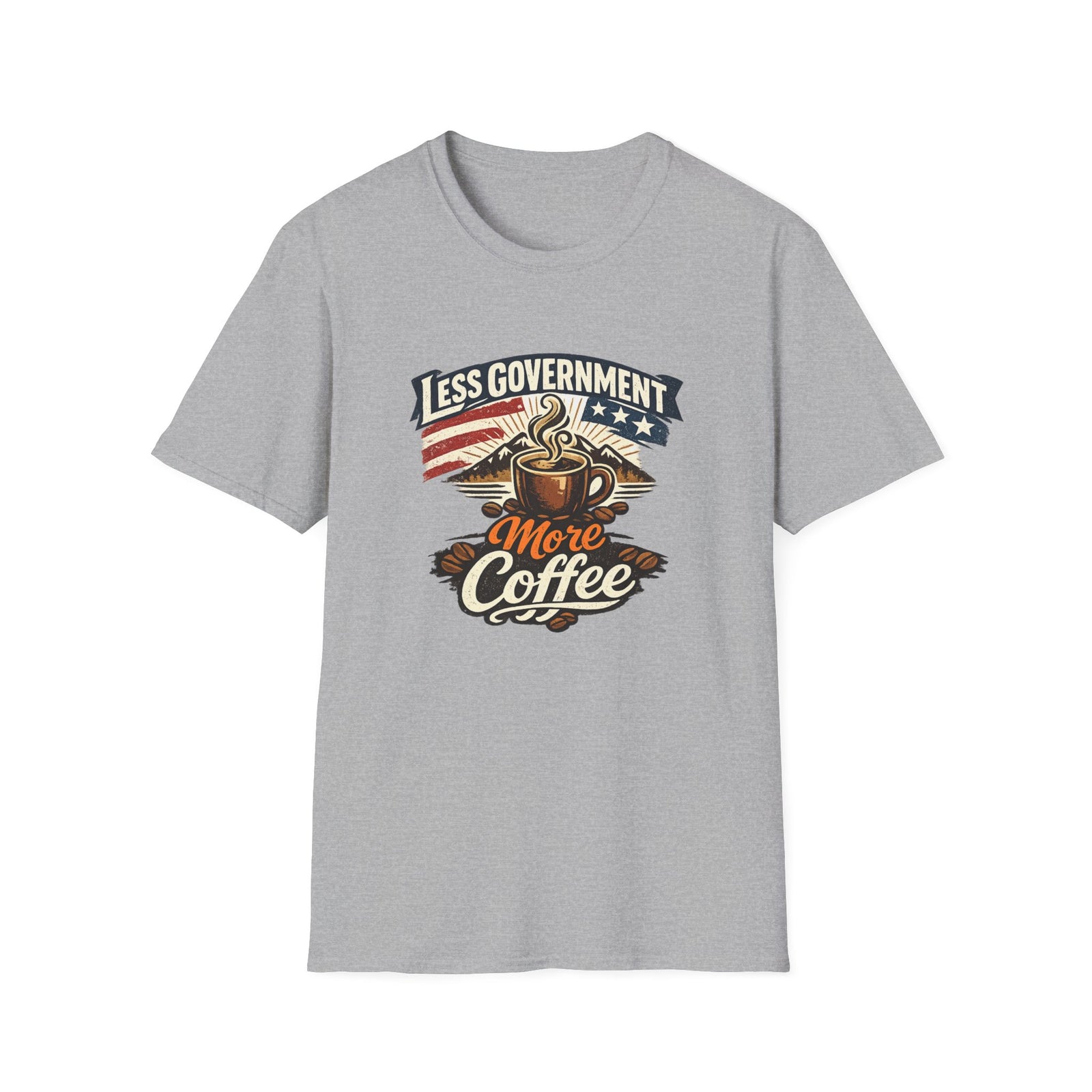 Less Government More Coffee T-Shirt — Patriotic Vintage Coffee Lover Tee - 4LibertyShop.com