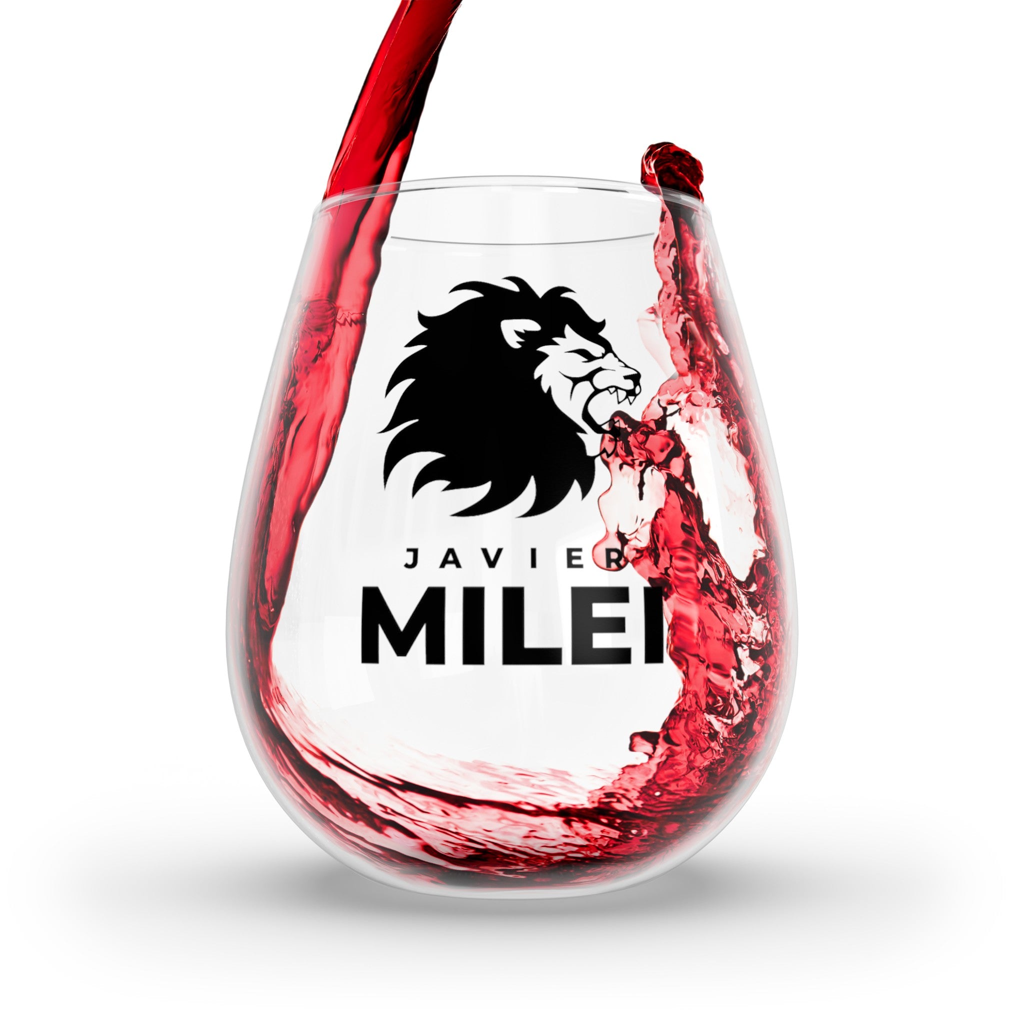 Javier Milei Lion Stemless Wine Glass, 11.75oz