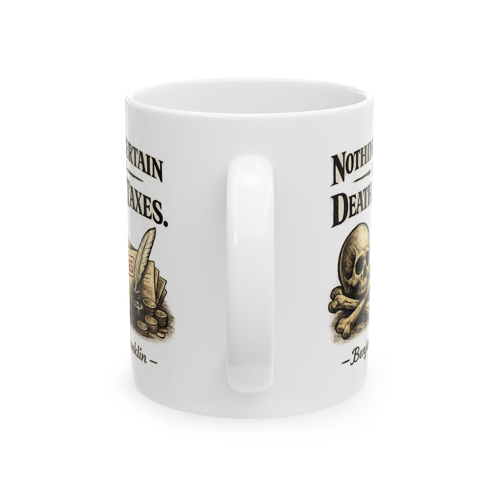 Ceramic Mug — Vintage Skull & Coins Quote Mug (
