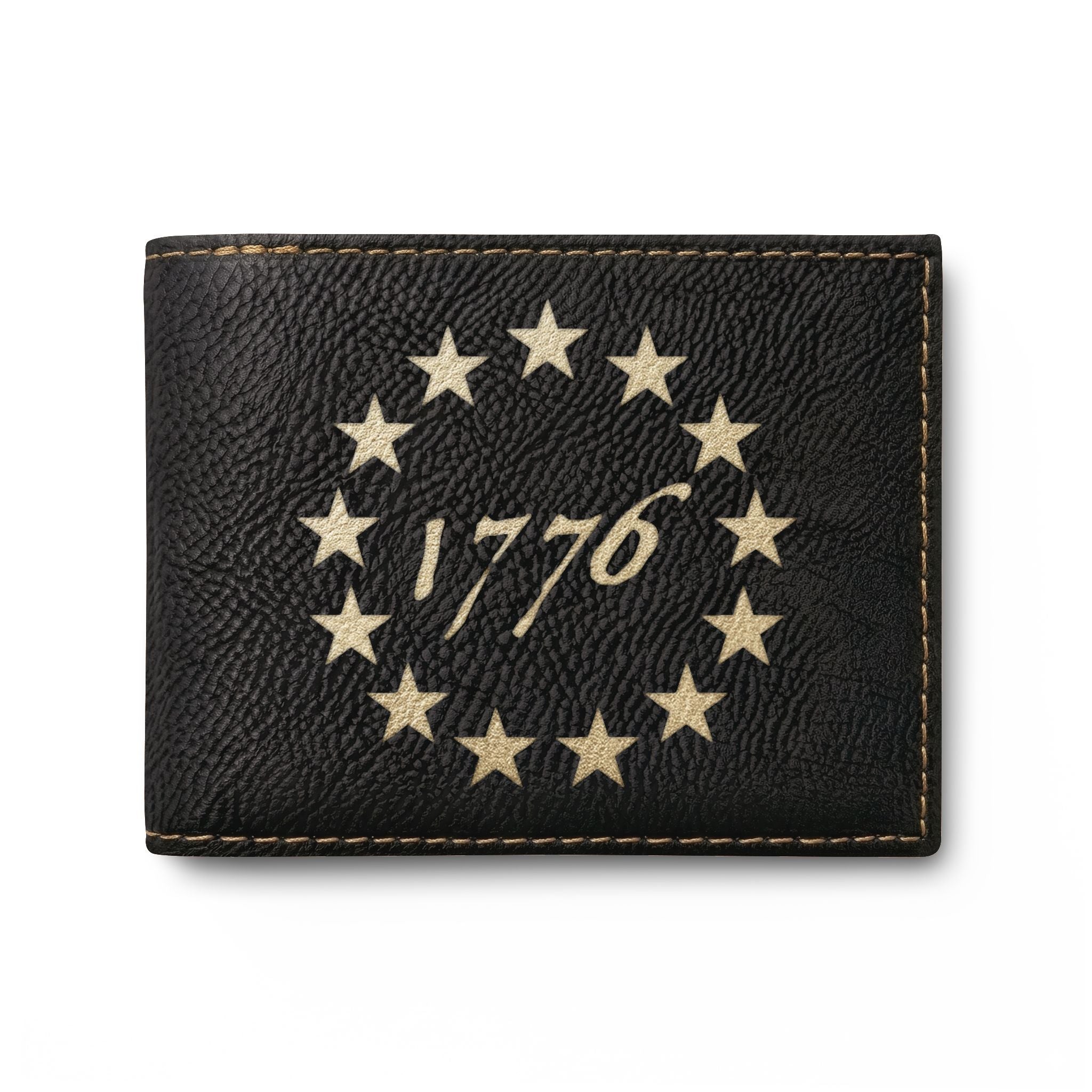 Bi-Fold Wallet – 1776 Betsy Ross Stars Leather Wallet