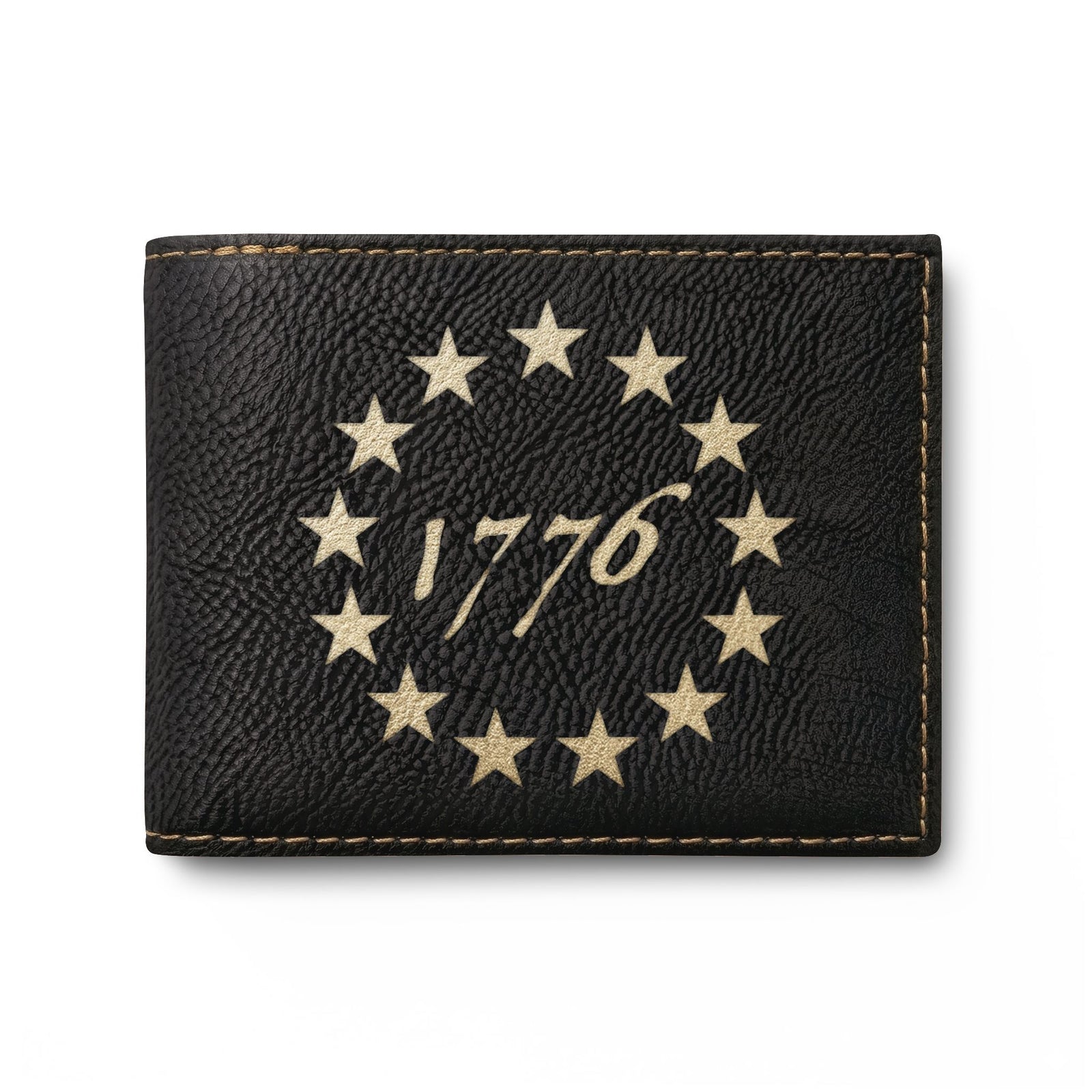 Bi-Fold Wallet – 1776 Betsy Ross Stars Leather Wallet