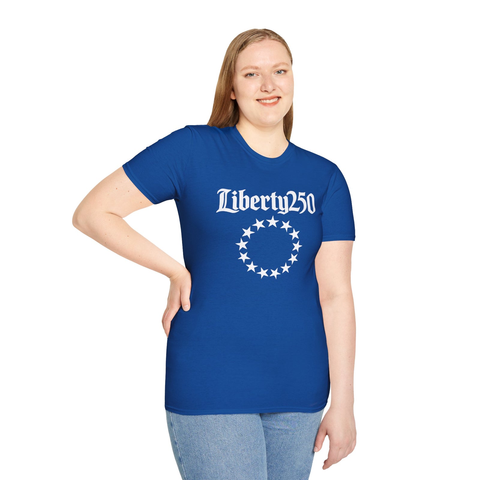 Liberty250 T-Shirt — Vintage Betsy Ross Star Circle Patriotic Tee - 4LibertyShop.com