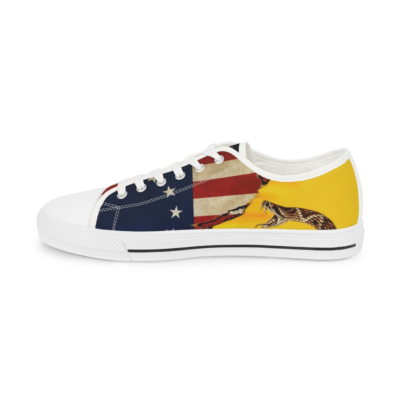 Liberty Tonight - Patriotic Betsy Ross Gadsden Snake Vintage Flag Low Top Sneakers - 4LibertyShop.com