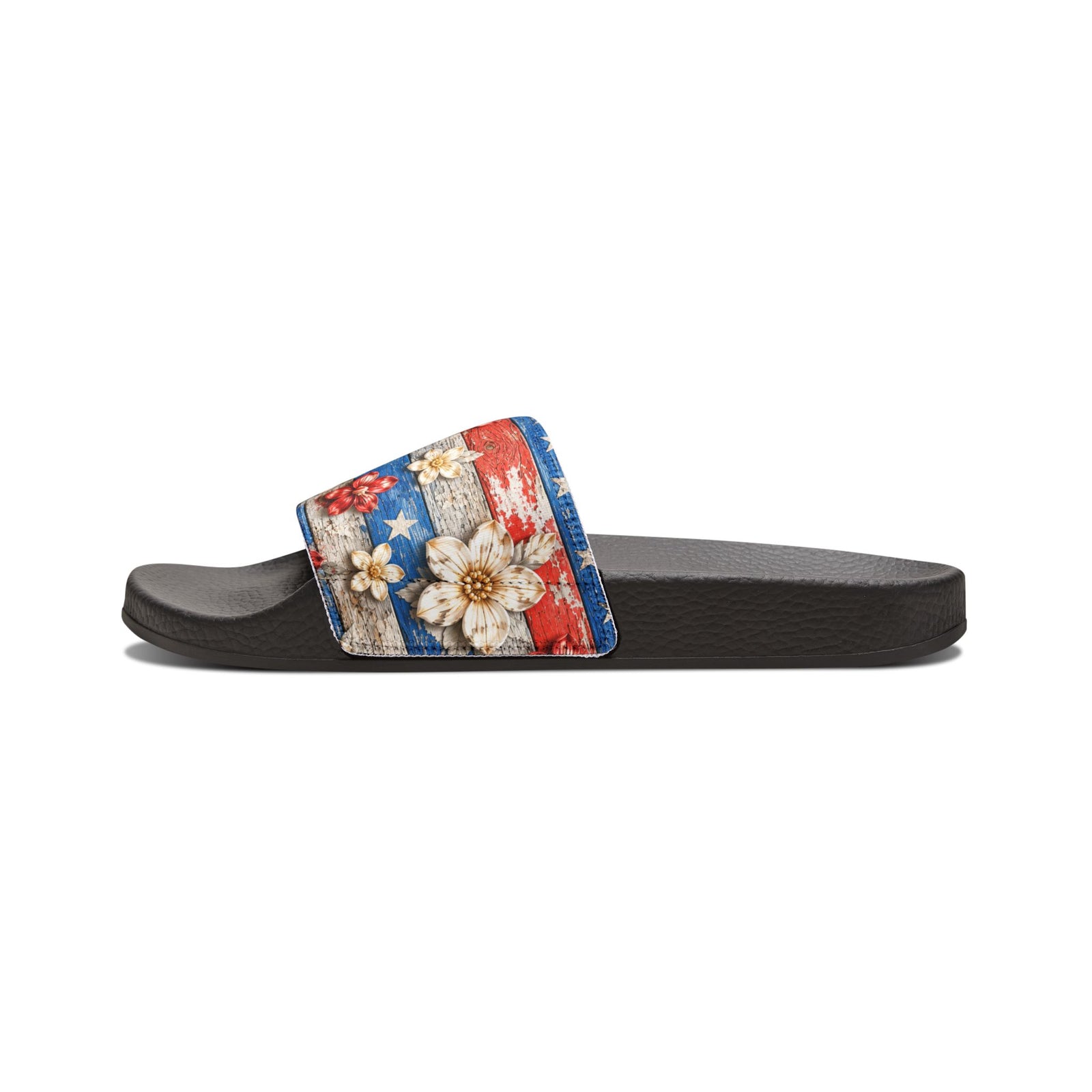 Patriotic Floral Slide Sandals — Women's Removable-Strap Summer Slides - 4LibertyShop.com