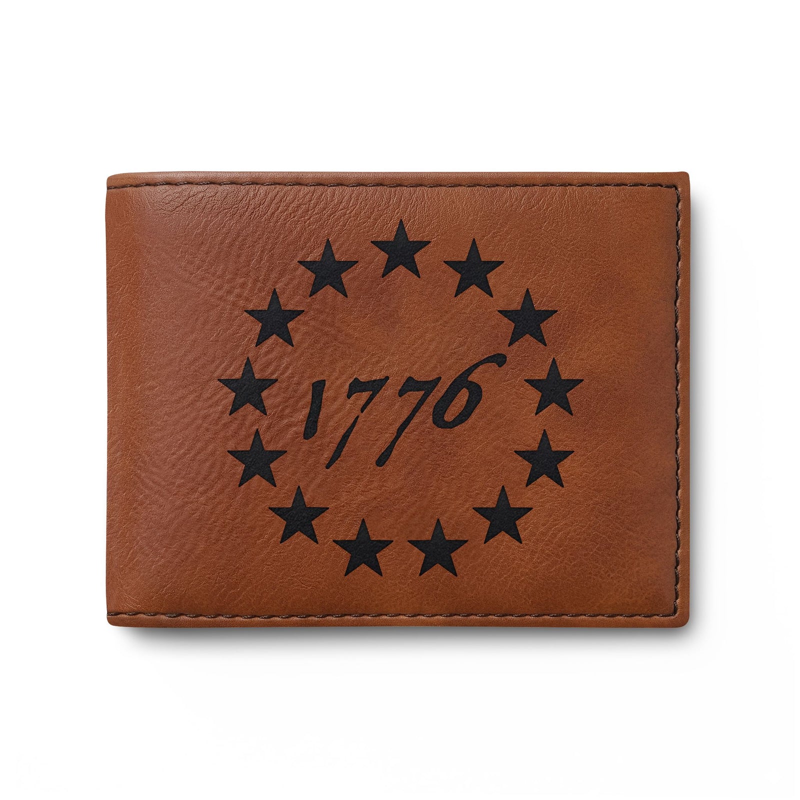 Bi-Fold Wallet – 1776 Betsy Ross Stars Leather Wallet