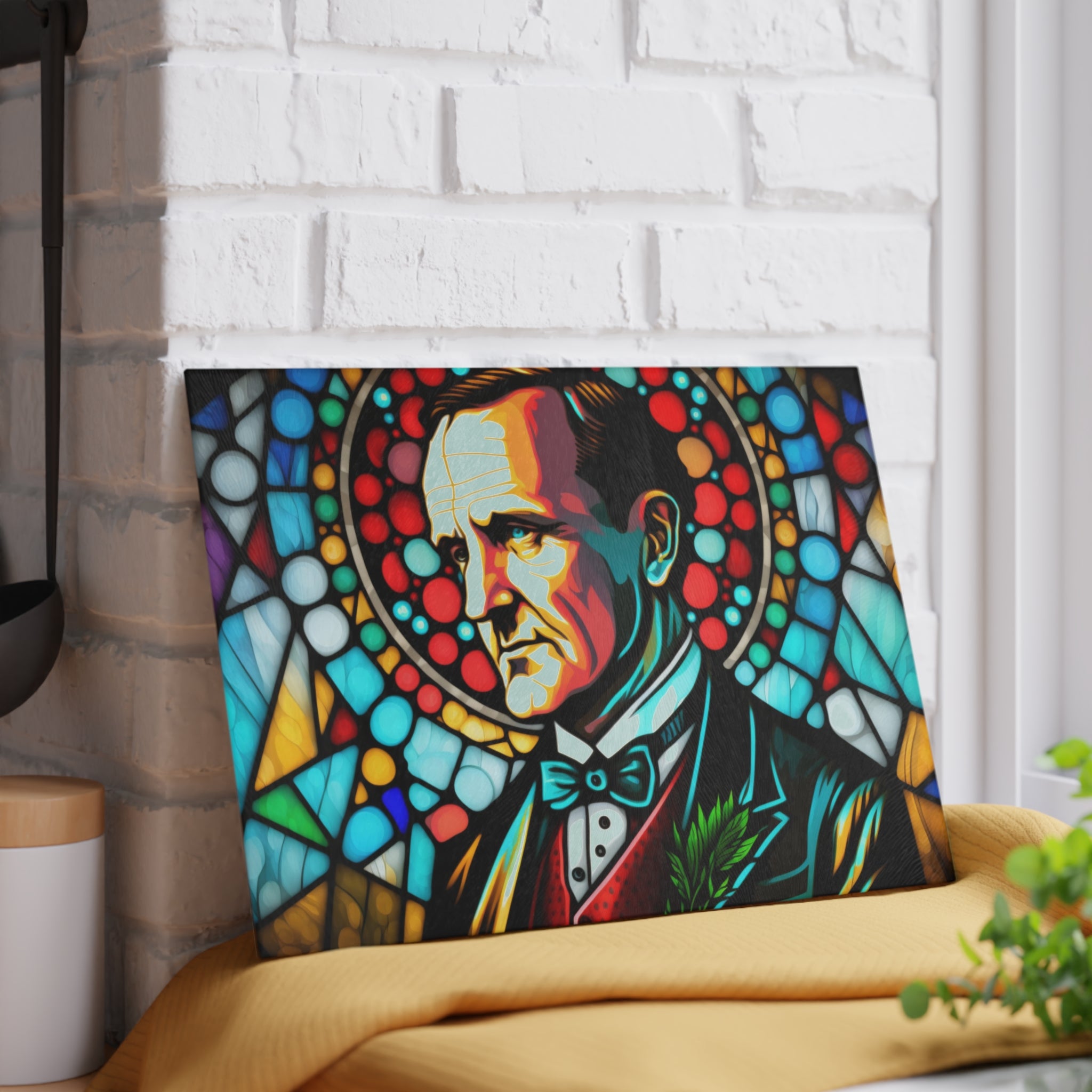 Calvin Coolidge Stained Glass Cutting Board