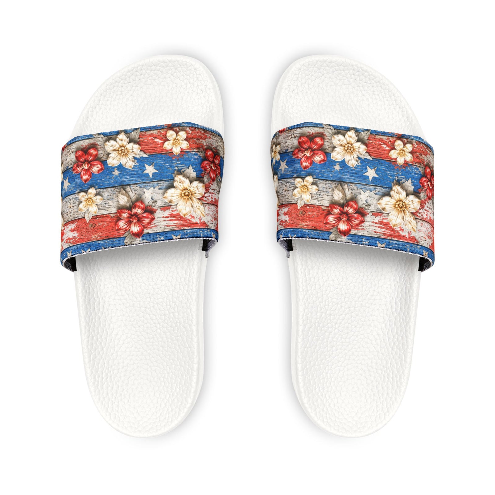 Patriotic Floral Slide Sandals — Women's Removable-Strap Summer Slides - 4LibertyShop.com