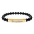 Engraved Natural Stone Stretch Bar Bracelet — "Freedom" Inspirational Beaded Bracelet — 4LibertyShop.com