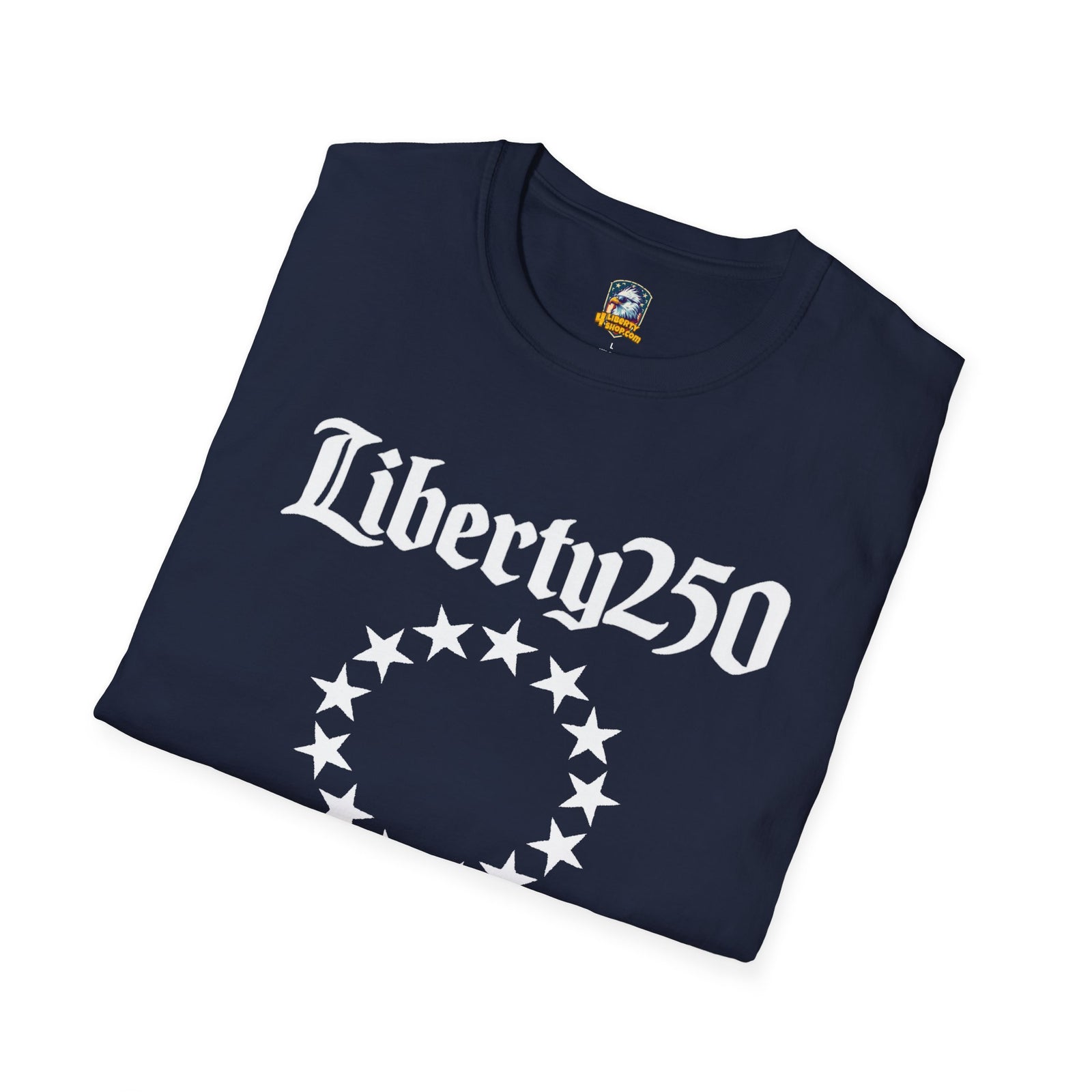 Liberty250 T-Shirt — Vintage Betsy Ross Star Circle Patriotic Tee - 4LibertyShop.com