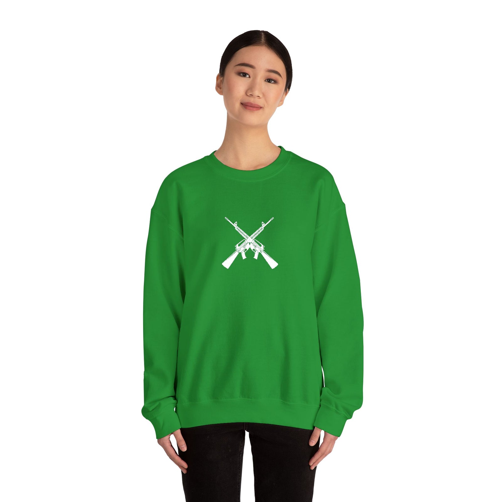 Crossed Rifles Crewneck Sweatshirt — Tactical Military Graphic Pullover