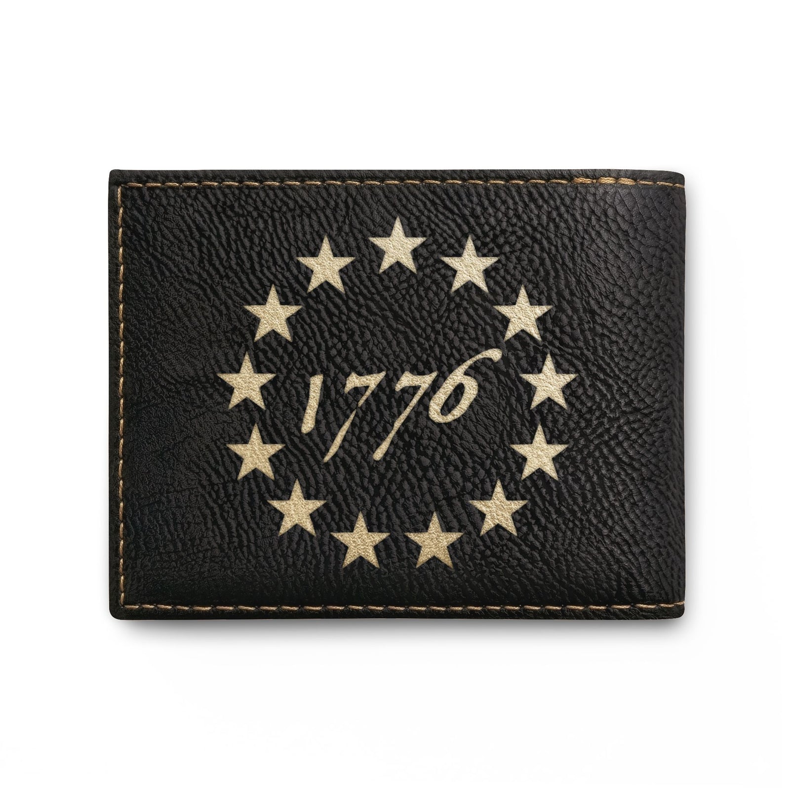 Bi-Fold Wallet – 1776 Betsy Ross Stars Leather Wallet