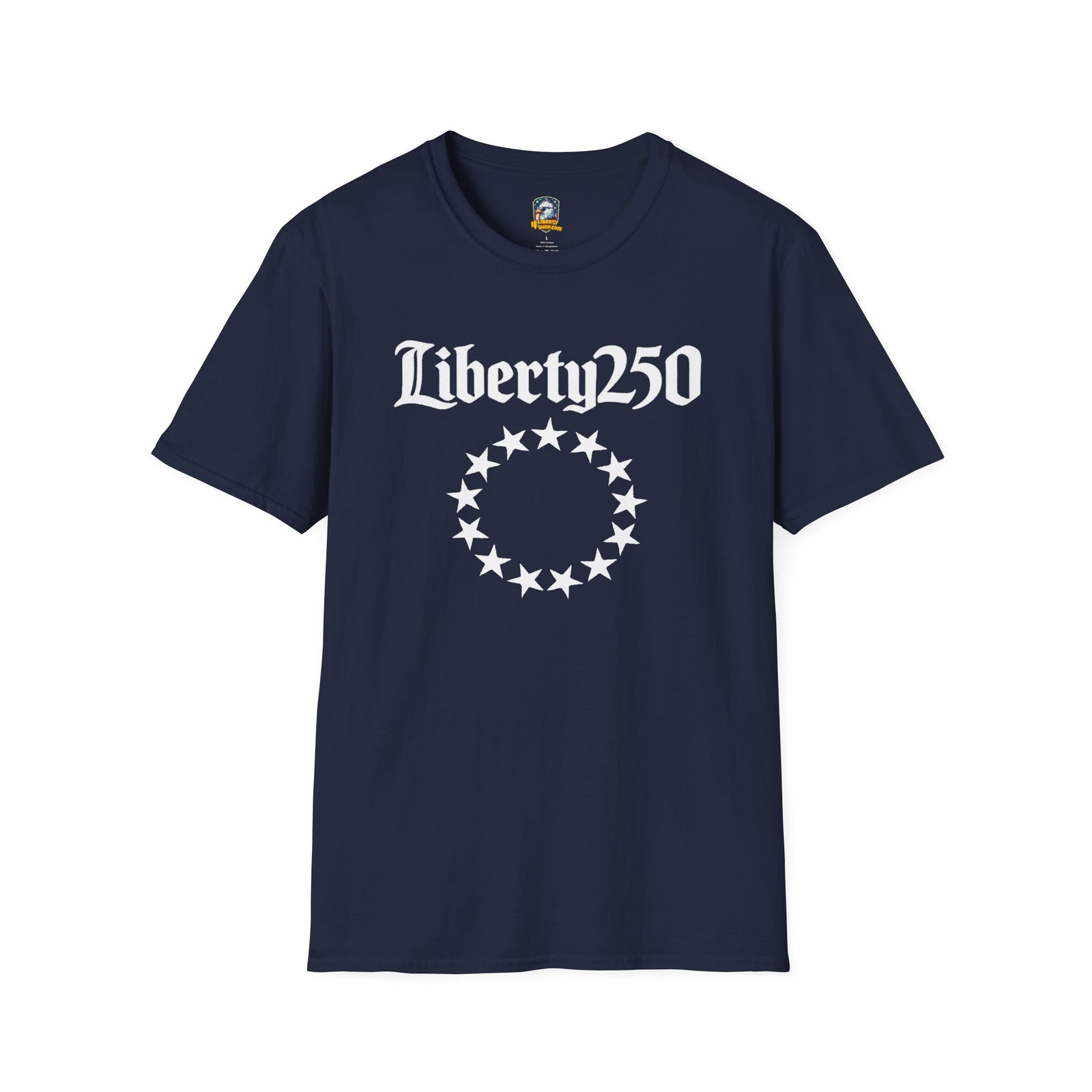 Liberty250 T-Shirt — Vintage Betsy Ross Star Circle Patriotic Tee - 4LibertyShop.com