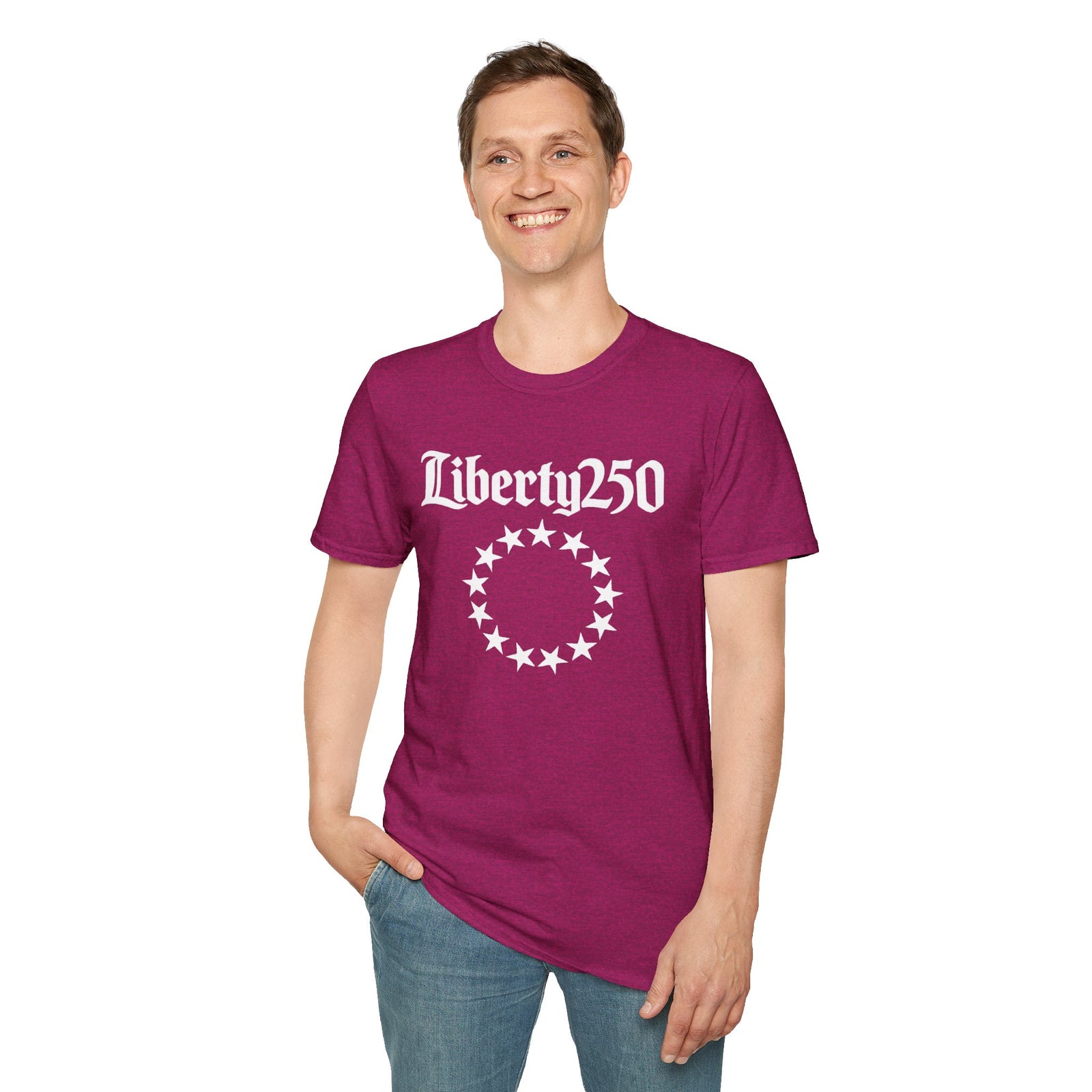 Liberty250 T-Shirt — Vintage Betsy Ross Star Circle Patriotic Tee - 4LibertyShop.com