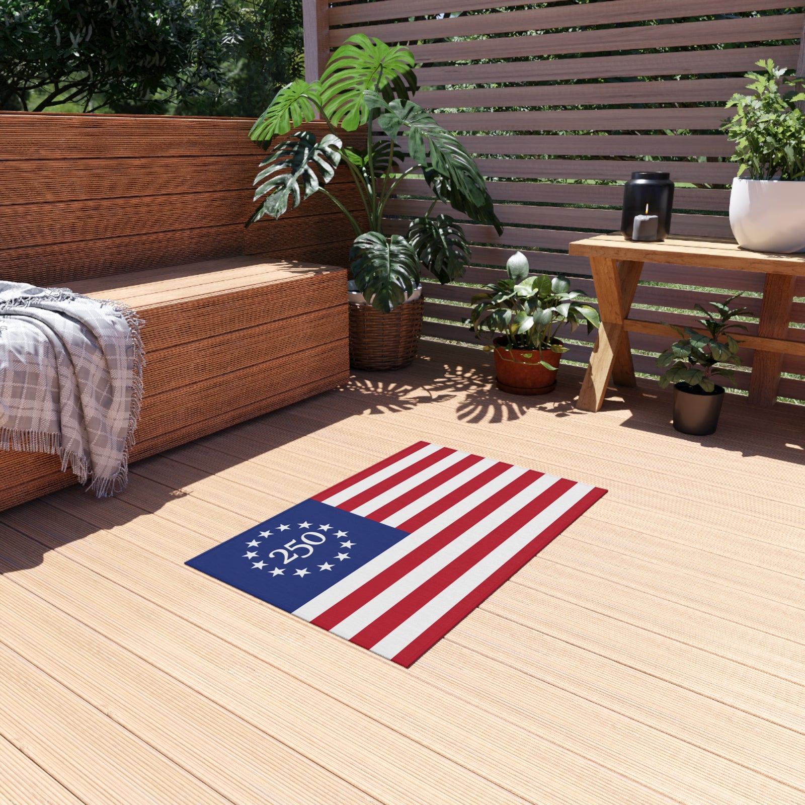 Walton & Johnson: 250th Betsy Ross Flag Outdoor Rug – Patriotic 13-Star Anniversary Doormat