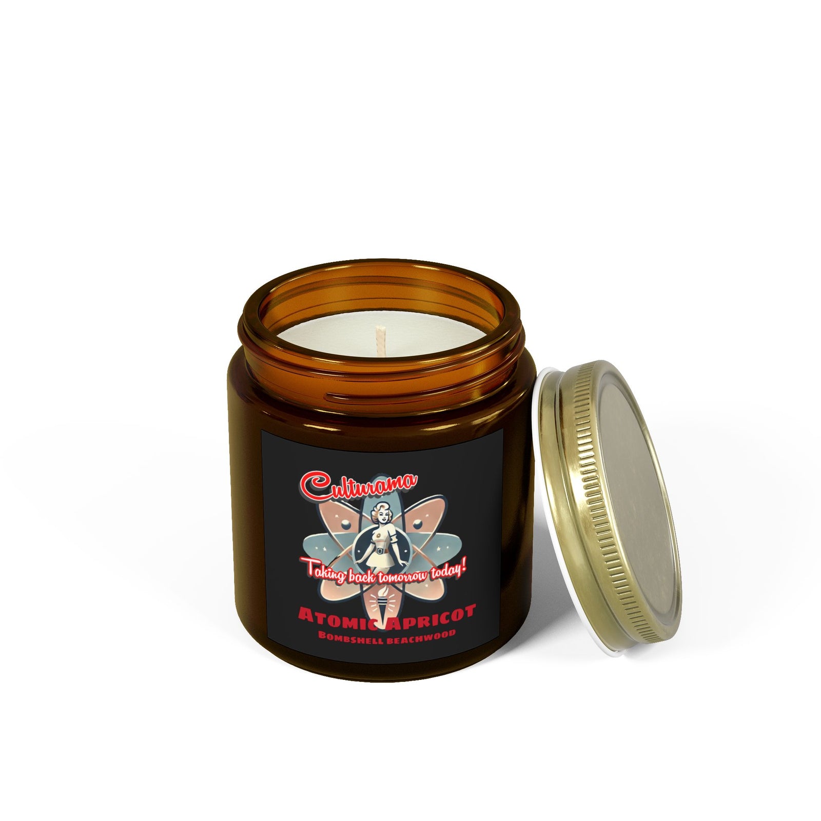 Culturama's Atomic Apricot Candles: Bombshell Beachwood (4oz, 9oz)